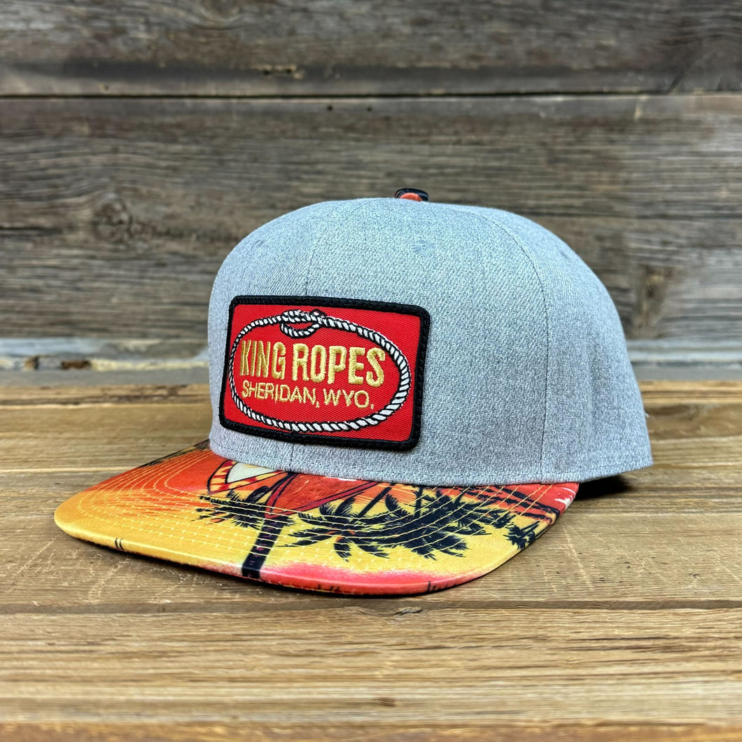 NEW! King Ropes Red Patch Hat - Beach/Lt Grey Denim